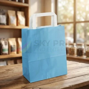 Custom printed flat handle bags with branded packaging
