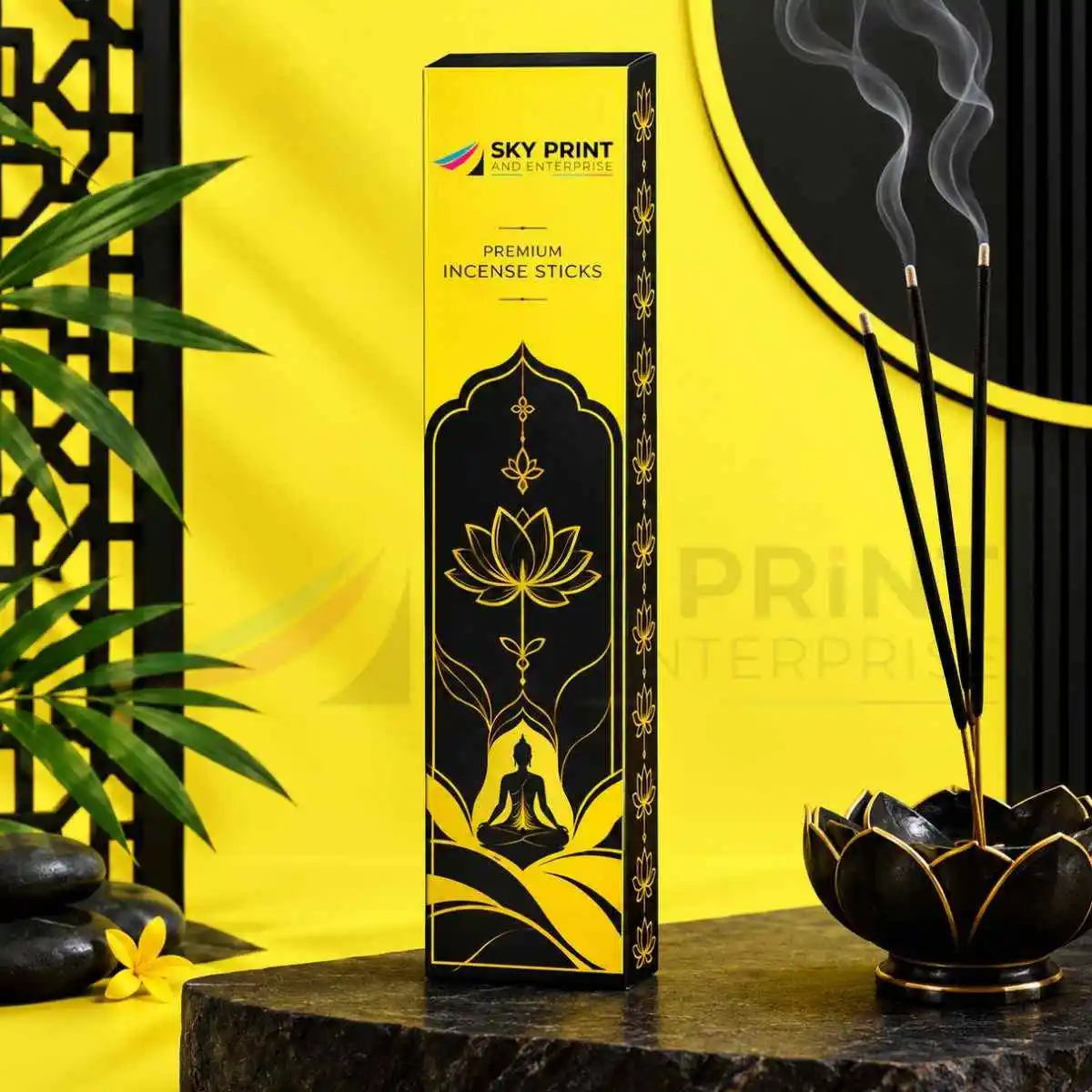 Custom printed box of incense with branded packaging design