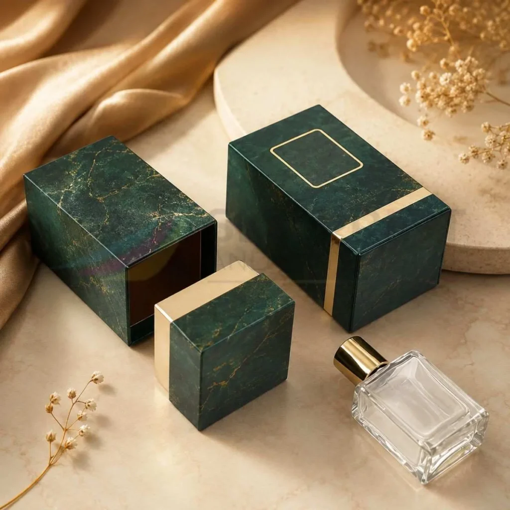 Two-piece rigid perfume box for luxury fragrance packaging