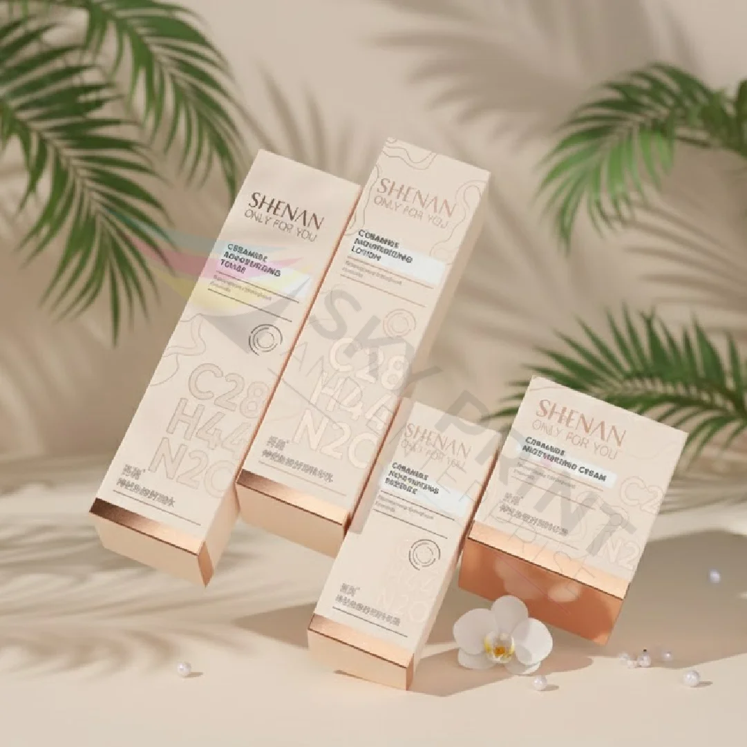 Branded cream box UK Branded cosmetic cream storage box with logo embossing and gold foil printing