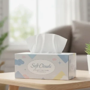 soft white sheets arranged neatly inside a rectangular container