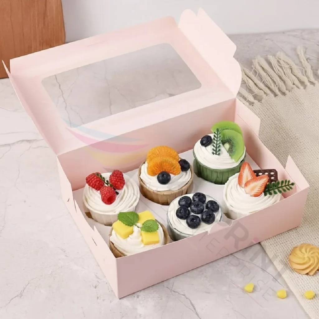 Branded cupcake boxes with inserts and window