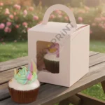 Windowed cup cake gift box for retail display