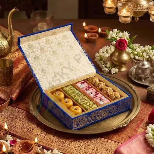 luxury magnetic closure mithai gift box packaging used for premium Indian sweet gifting in the UK
