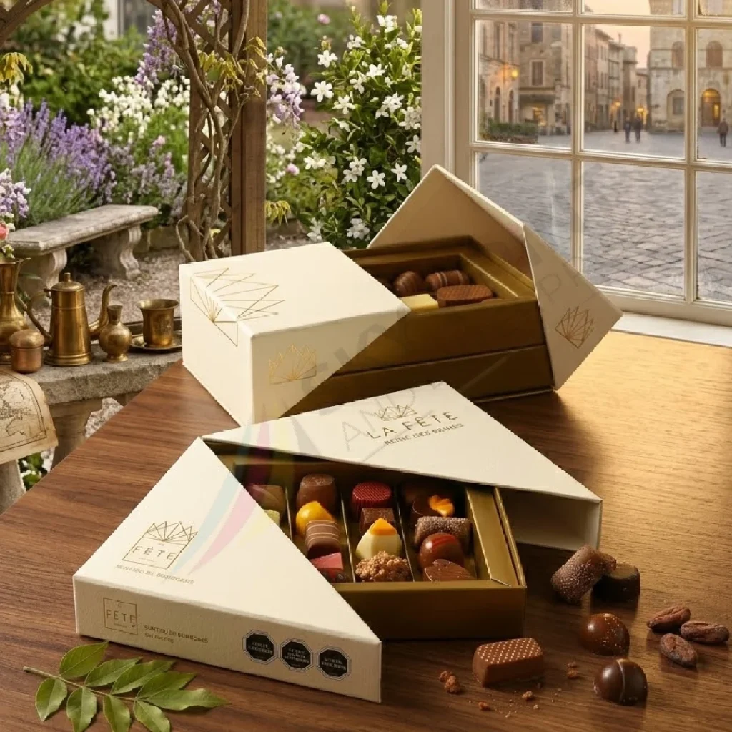 premium chocolate packaging box with rigid boxes and luxury finish