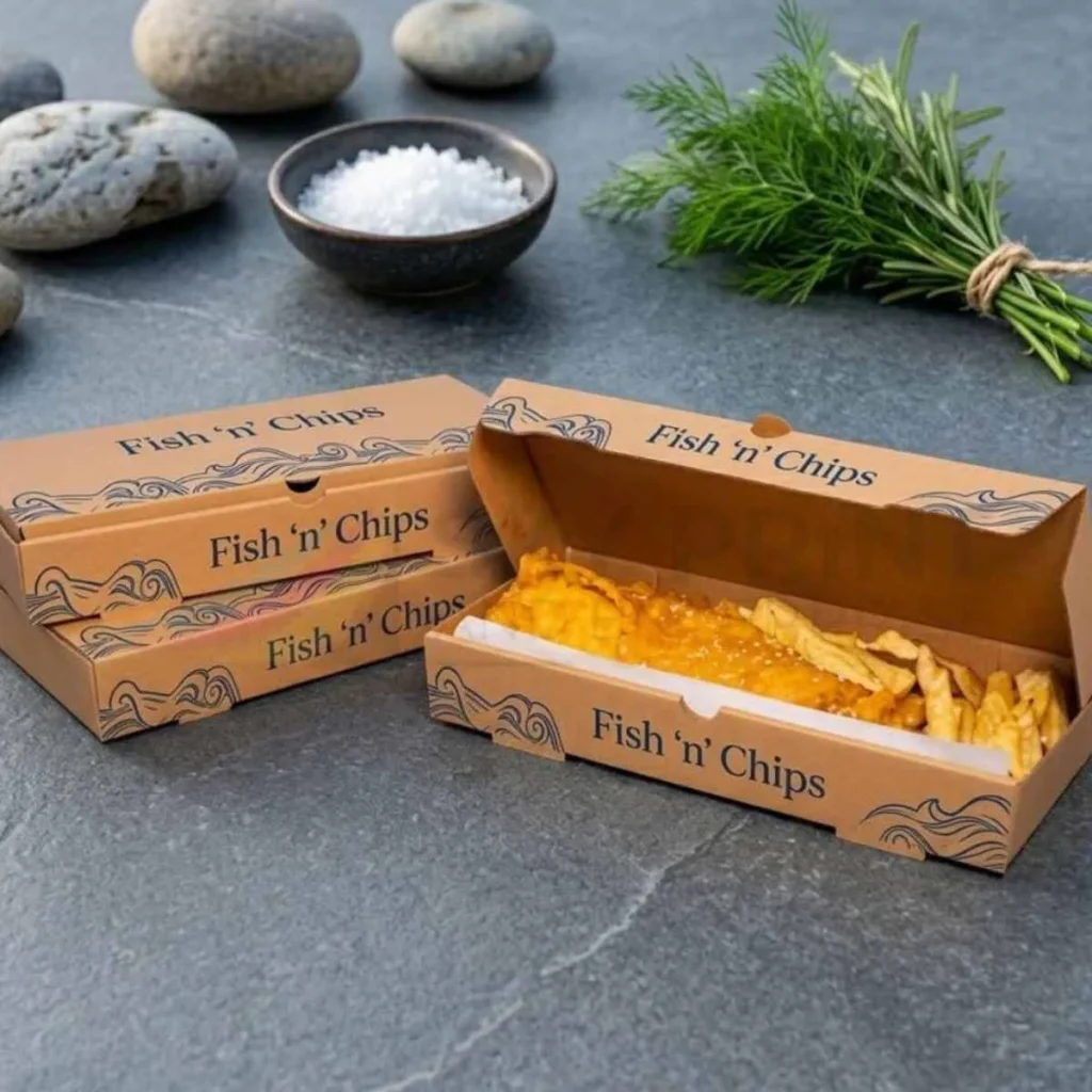 Kraft fish and chip boxes kraft takeaway packaging UK