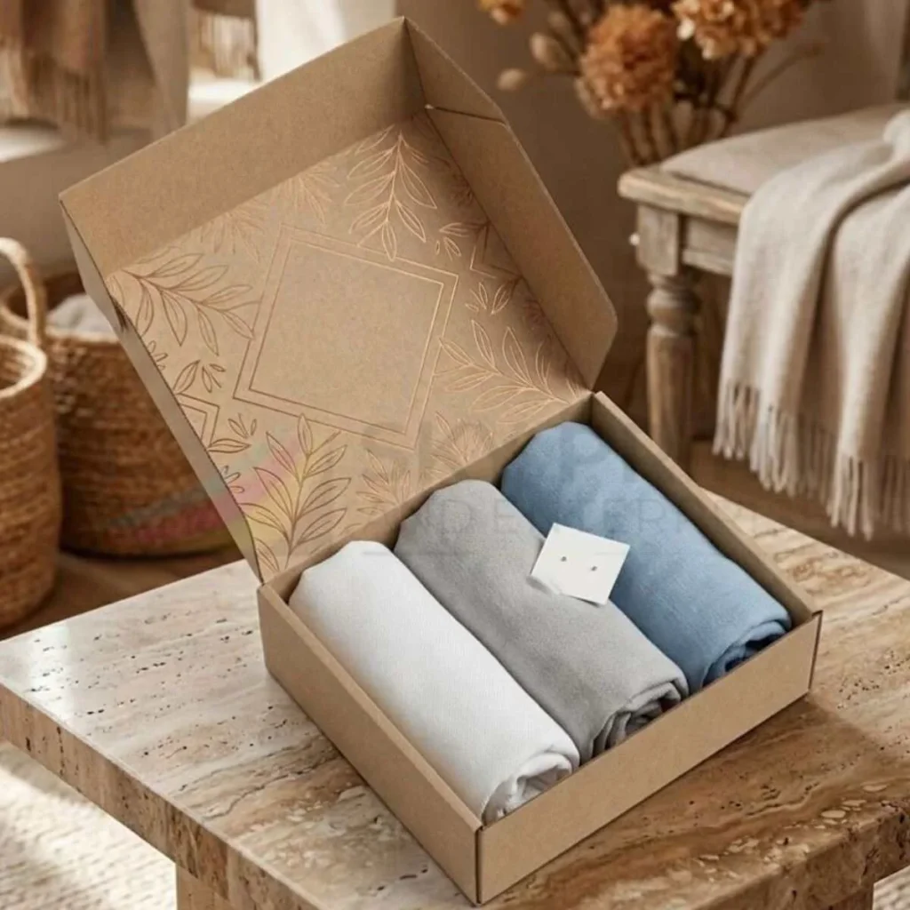Kraft scarf box packaging UK eco friendly gift box for scarves