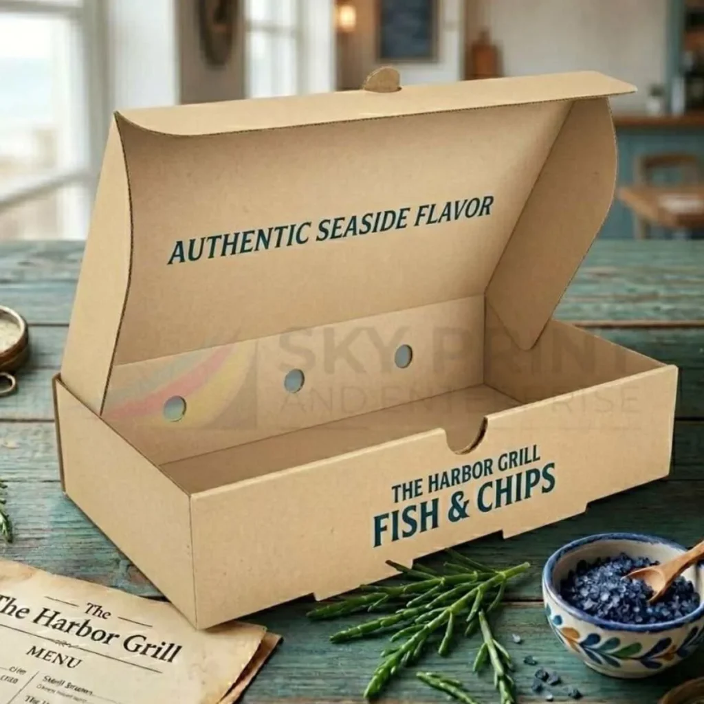 fish and chip takeaway boxes for delivery packaging UK
