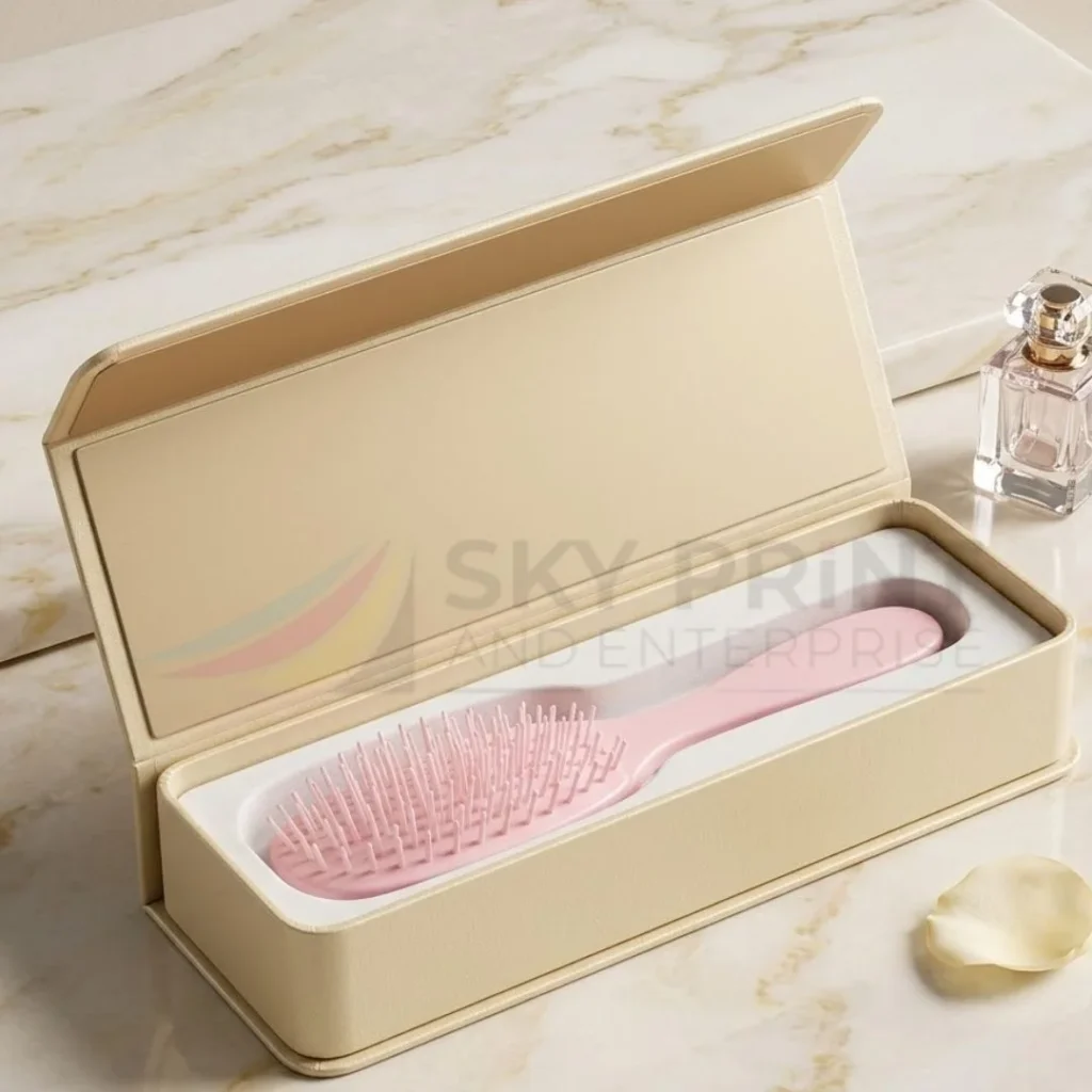 eco friendly comb box packaging UK made from kraft and rigid materials for premium hair products