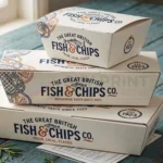 personalised fish and chip boxes UK custom printed takeaway packaging