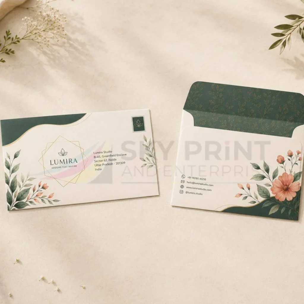 Branded envelope printing services with custom logo designs for professional business communication in the UK