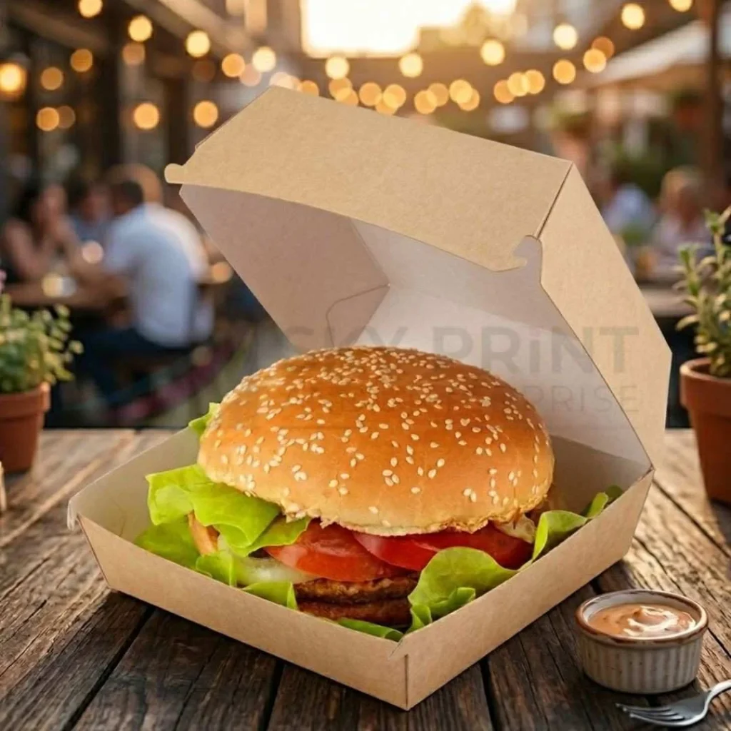 eco-friendly kraft burger boxes recyclable food packaging