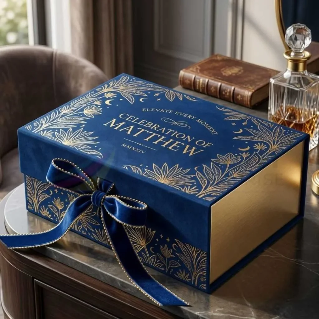 Luxury magnetic closure gift box with ribbon for premium retail packaging