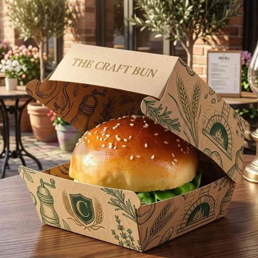 takeaway burger packaging boxes for delivery and fast food