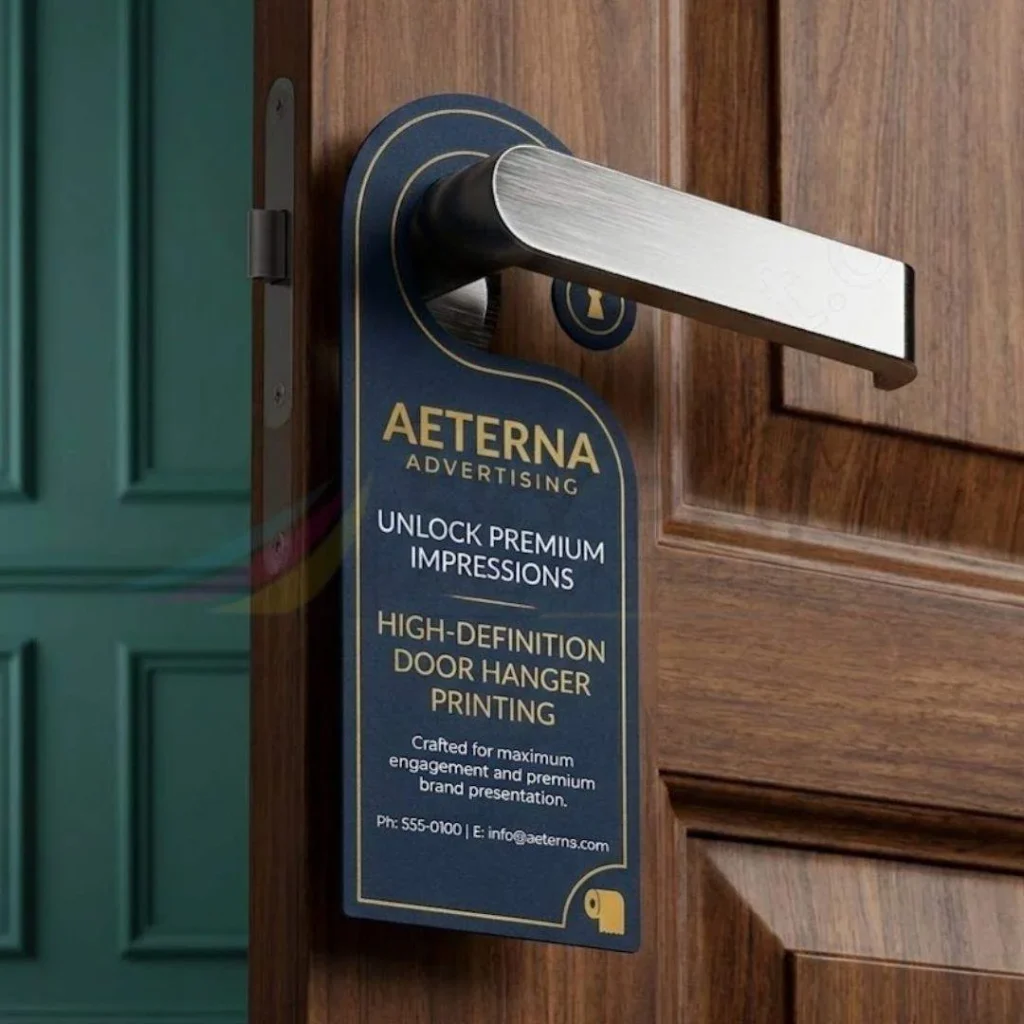 Custom wholesale door hanger printing services for hotels, hospitality businesses, and promotional marketing campaigns in the UK