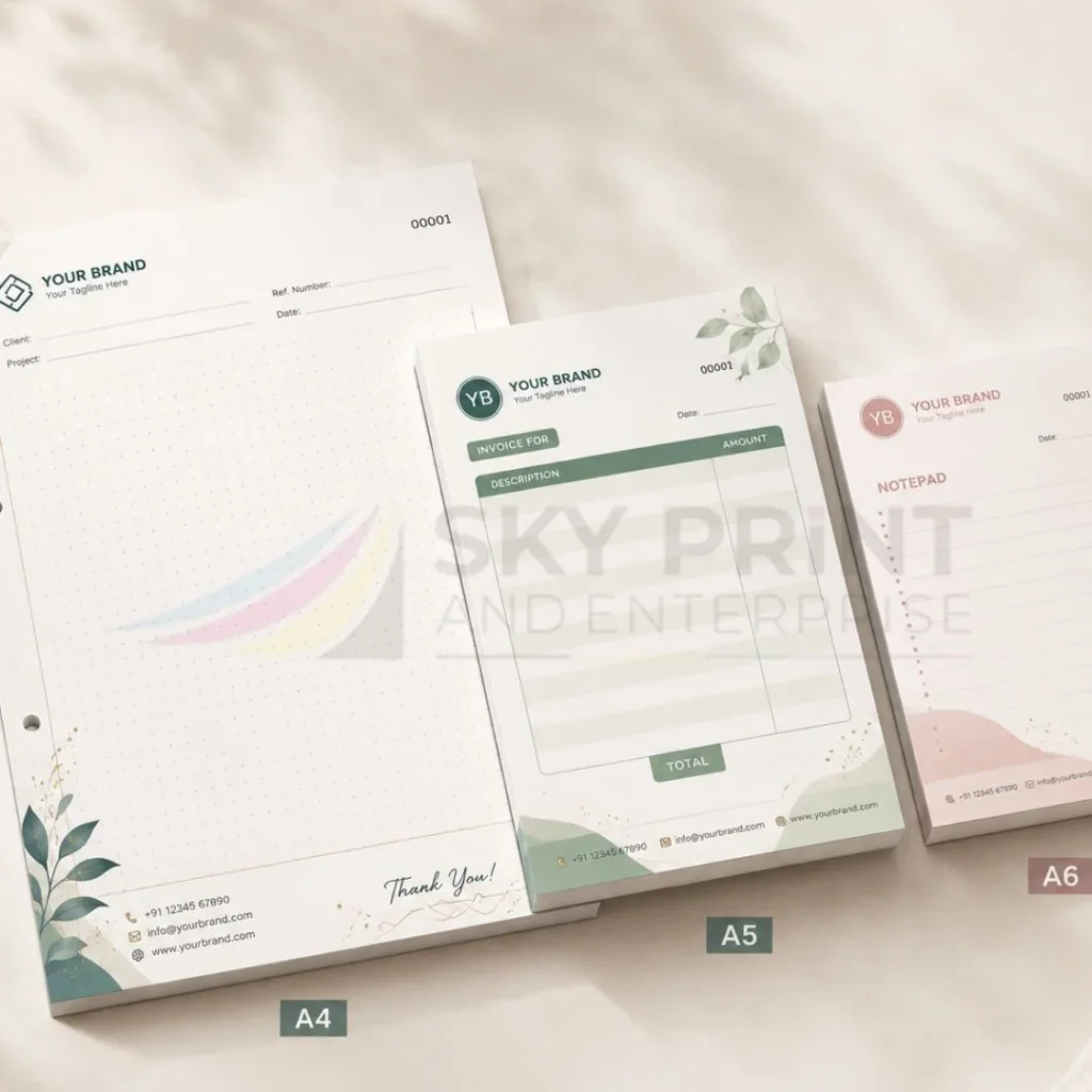 Custom branded notepad printing services for offices, corporate businesses, and promotional stationery in the UK