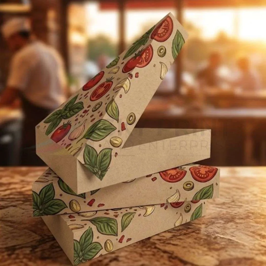Pizza slice boxes UK for takeaway grab and go food packaging with custom branding