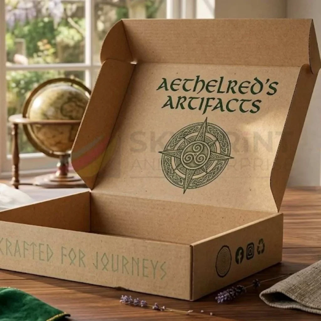 Custom printed eco packaging UK with sustainable materials and branded design