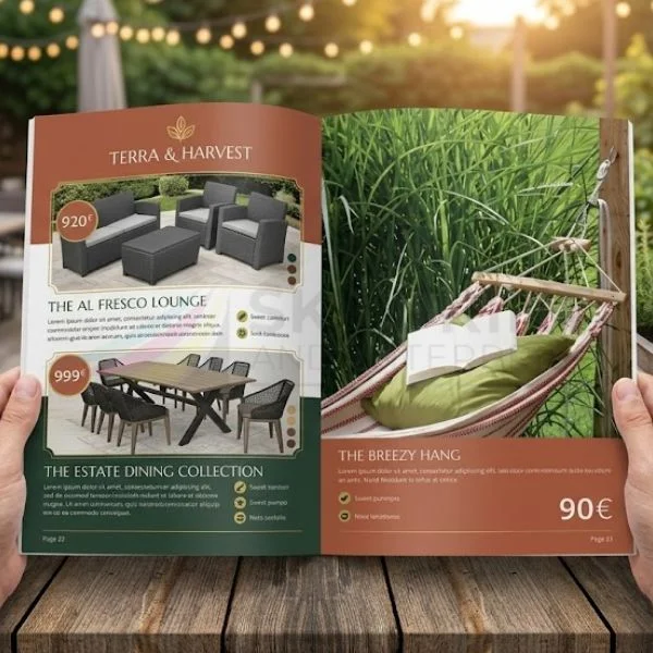 Custom printed product catalogue with luxury finishes and high-quality paper stock