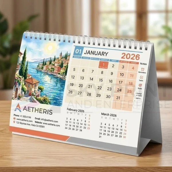 Custom table tent cards and printed calendars for promotions and branding