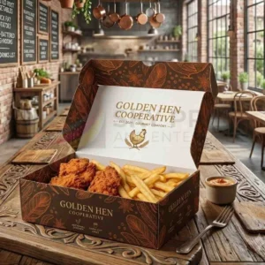 Printed fast food box with logo