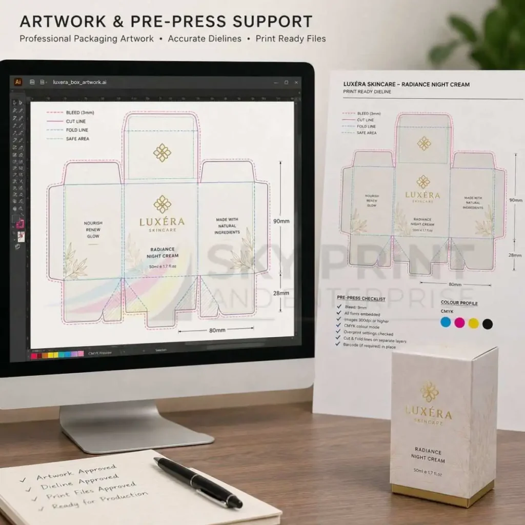 Custom packaging artwork and pre-press checking