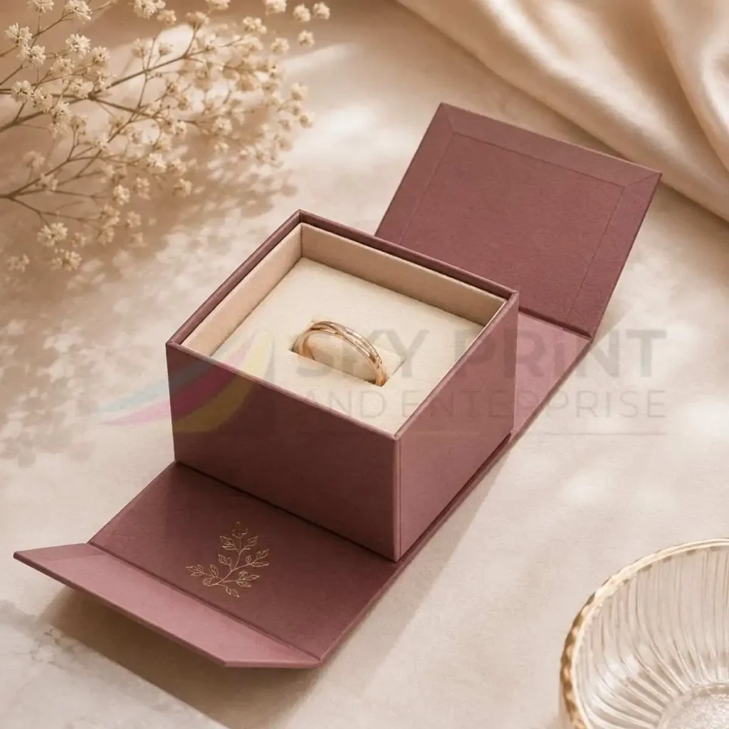 Bespoke luxury engagement ring box for custom branded jewellery packaging