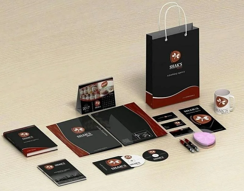 Corporate stationery including letterheads business cards envelopes and folders