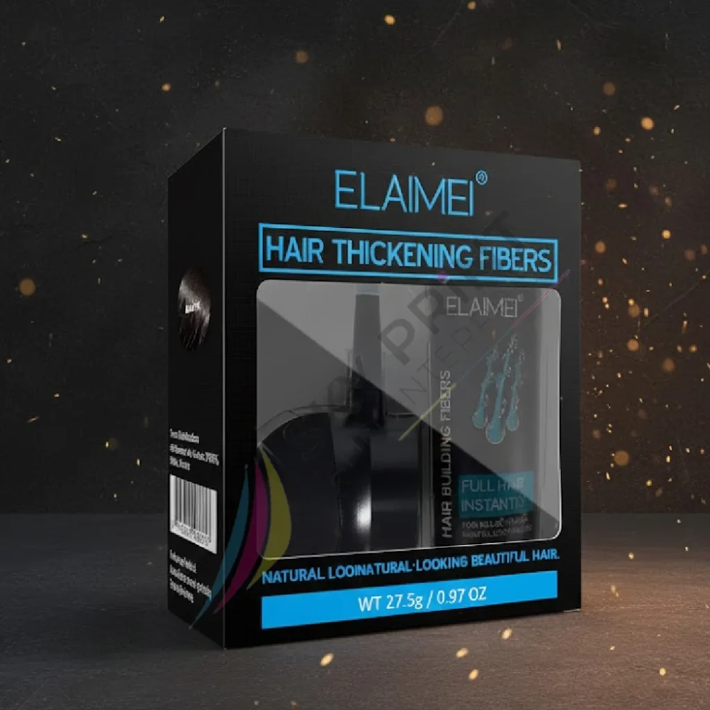 Custom Hair Fiber Boxes Wholesale with die-cut window for hair fibre gift set packaging