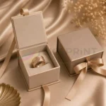 Custom magnetic engagement ring box with luxury branded packaging