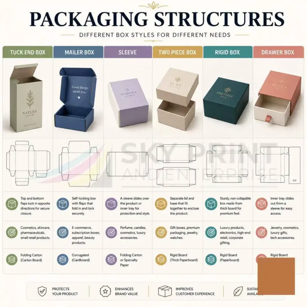 Custom packaging structure and box dieline