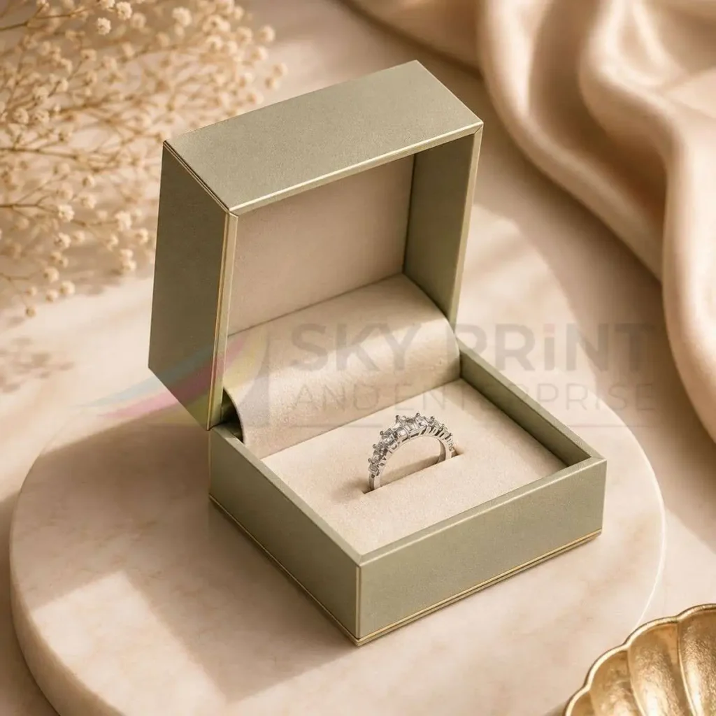 Luxury rigid engagement ring box with custom branded ring packaging