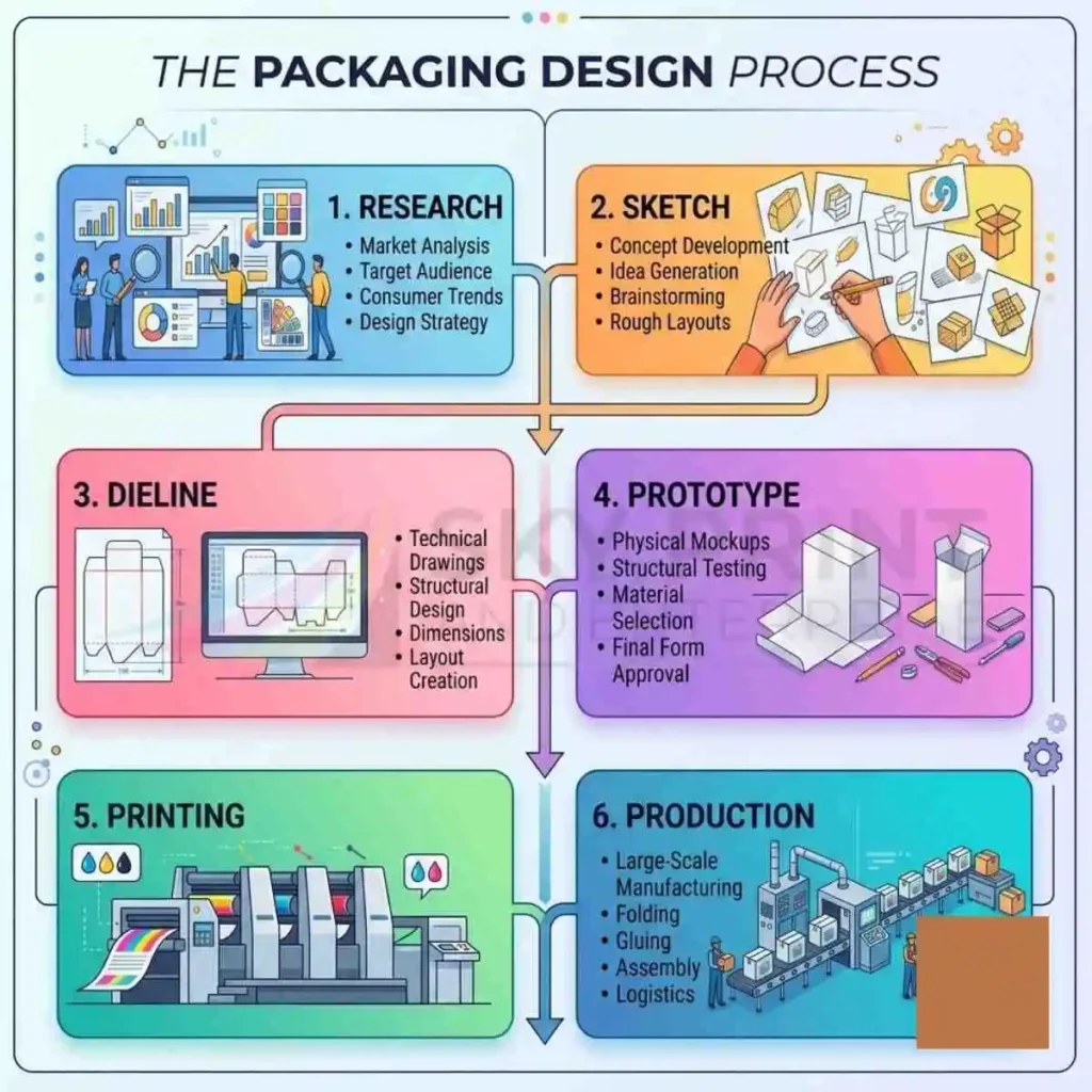 Custom packaging design process from concept development to final production