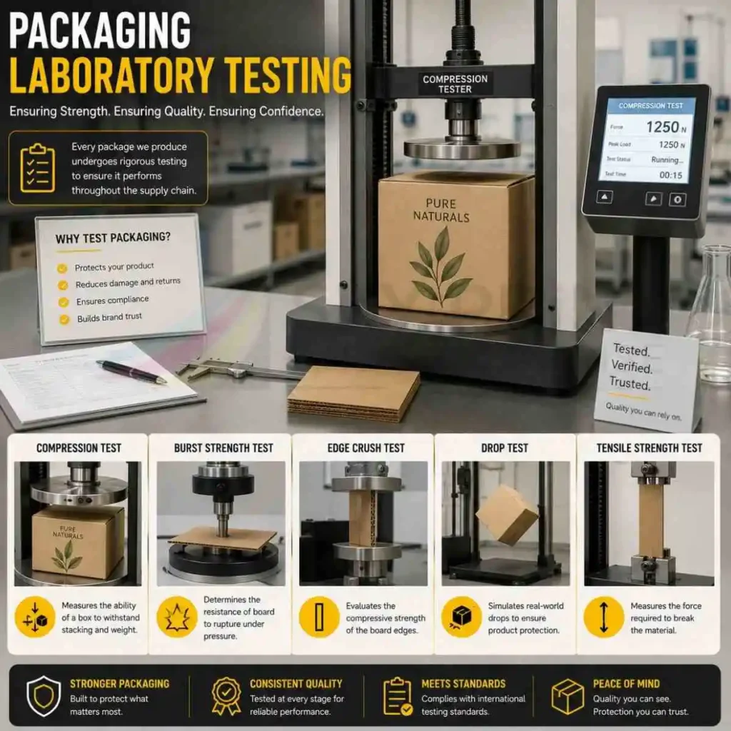 Laboratory testing of packaging materials for strength and performance