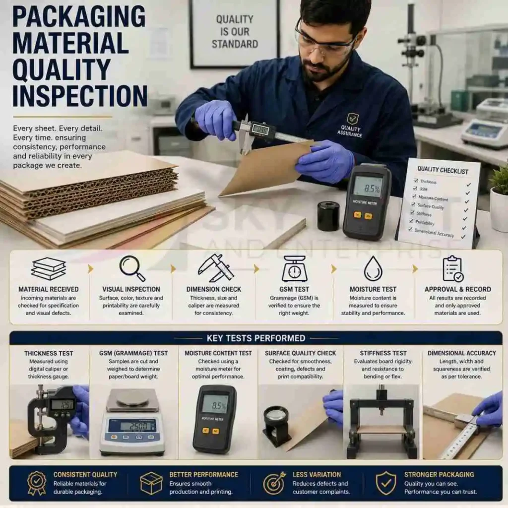 Packaging material quality inspection for paperboard and cardboard