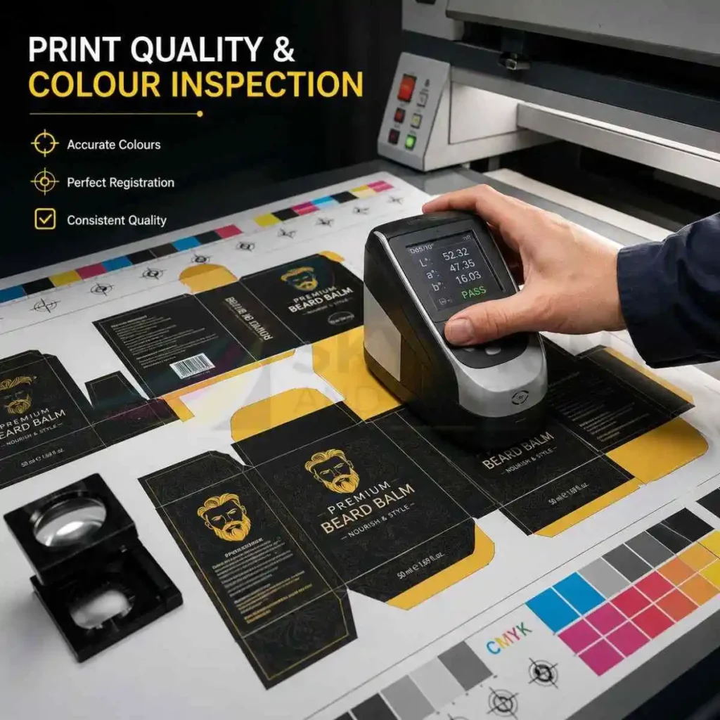 Print and colour quality inspection for custom packaging