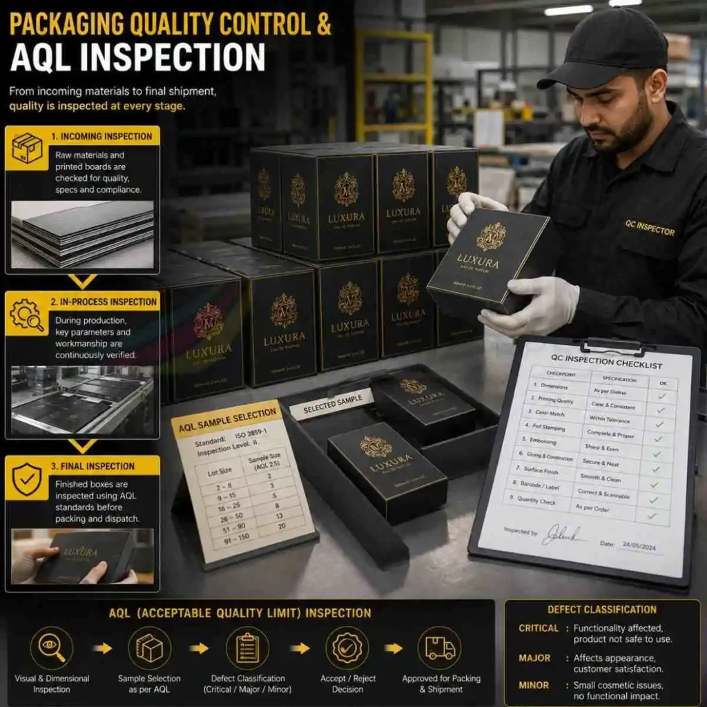 Packaging quality control inspection and AQL sampling
