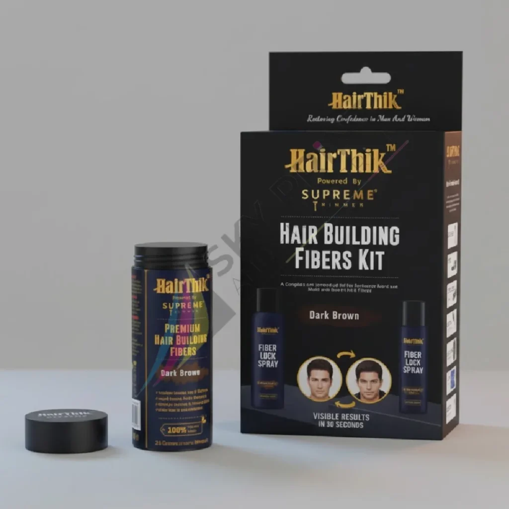 Luxury hinged cardboard Custom Hair Fiber Boxes Wholesale for complete hair fibre kit packaging