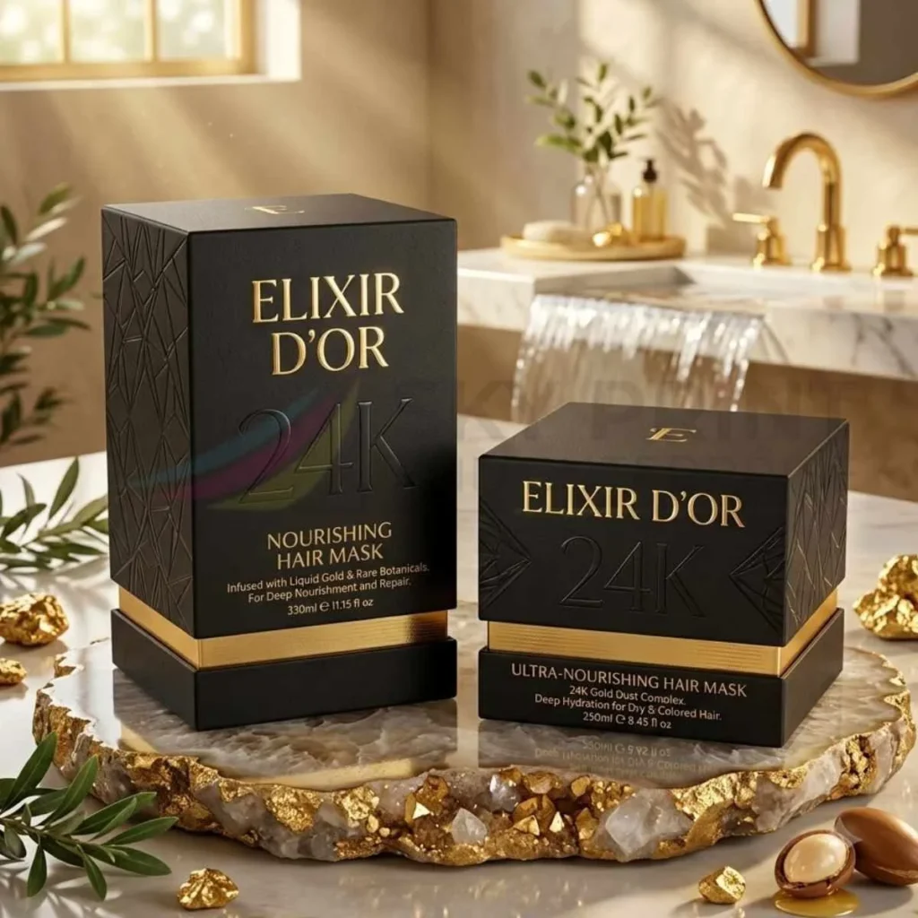 Luxury two-piece rigid custom hair mask box with premium finish