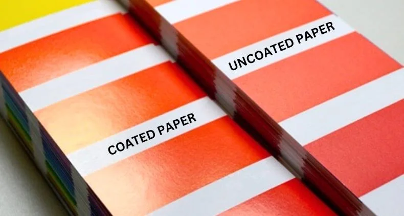 Coated and uncoated paper material comparison showing different surface finishes